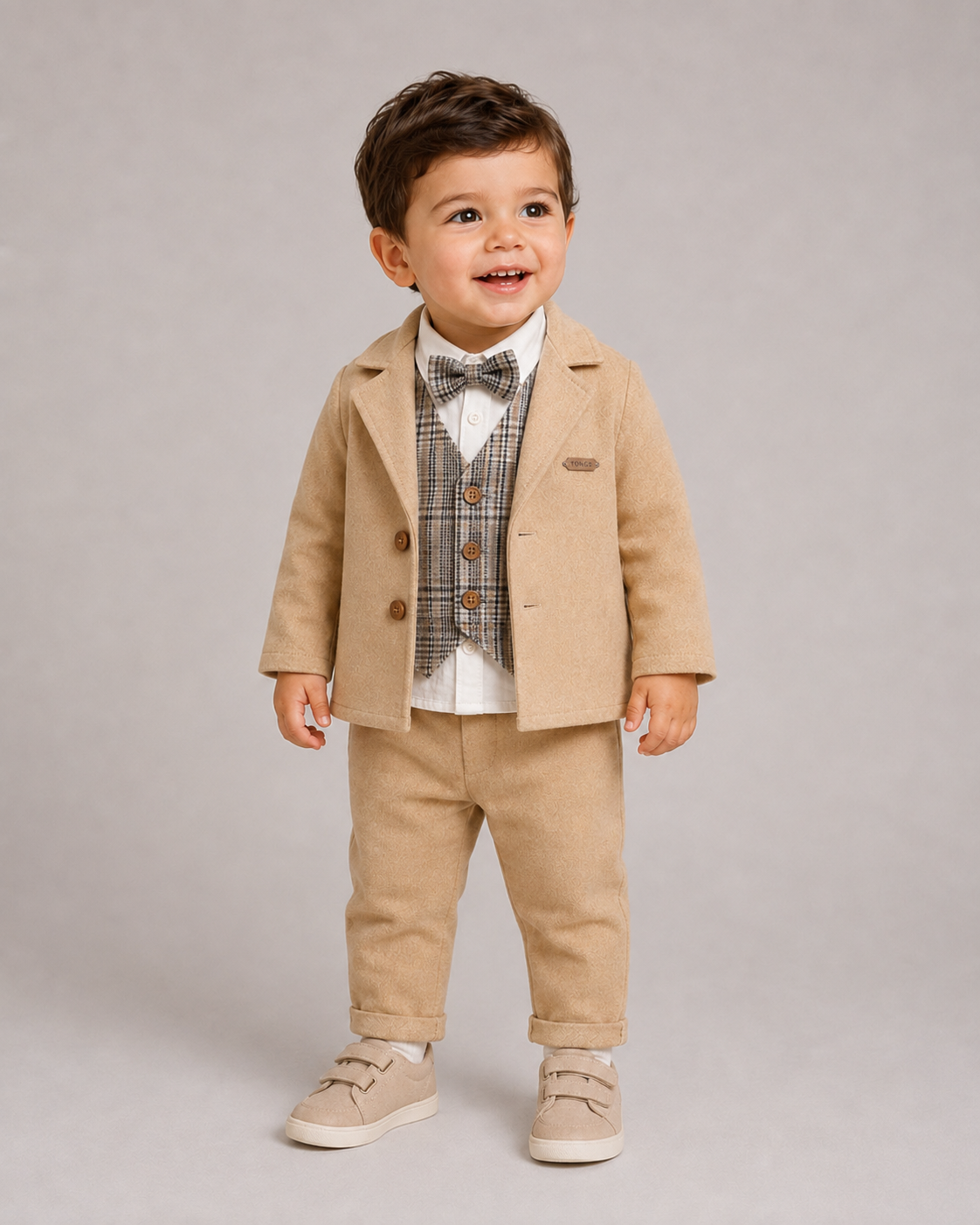 5-Piece Formal Outfit for Boys with Jacket, Vest & Bow Tie