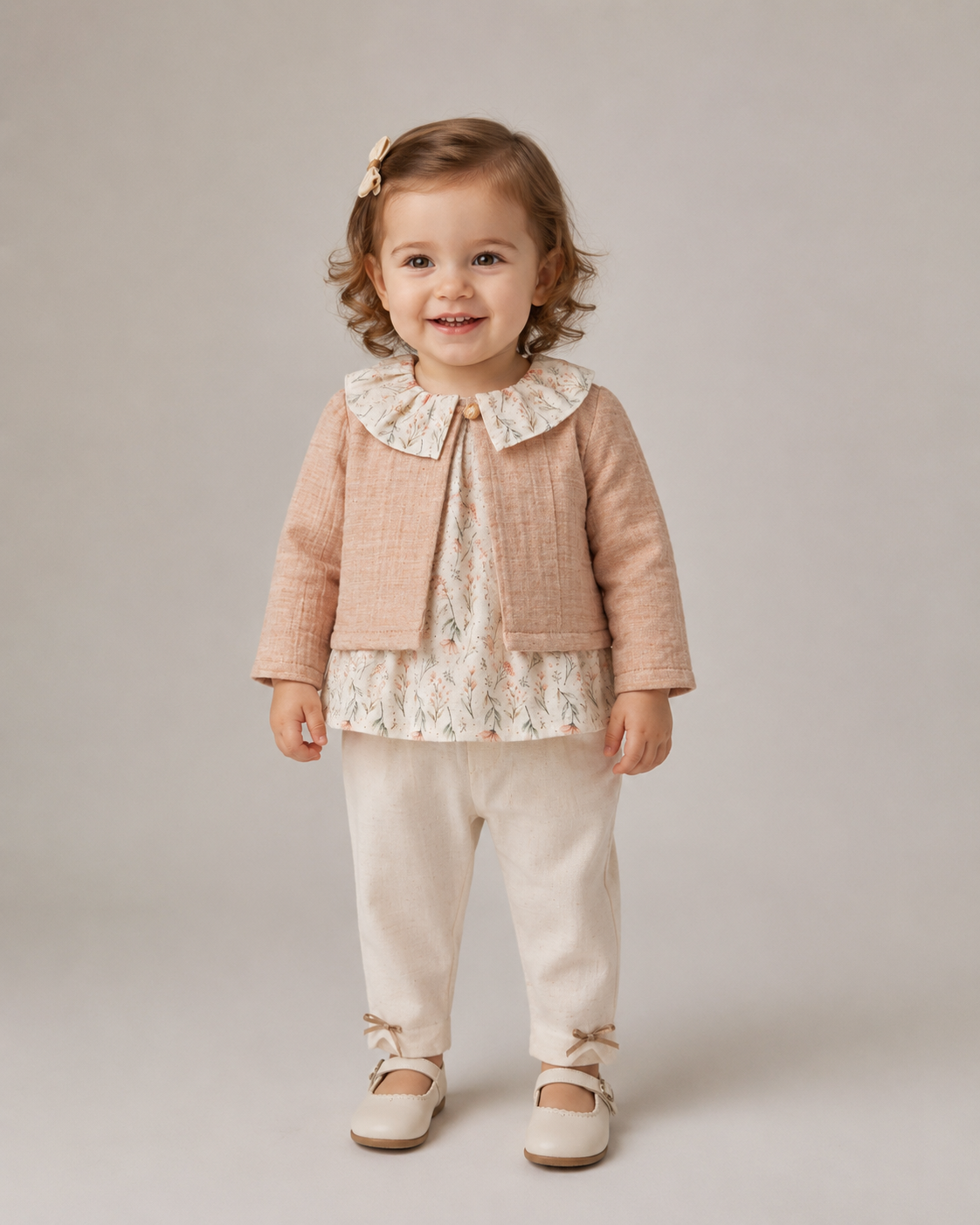 Floral Blouse, Cardigan & Trousers Set
