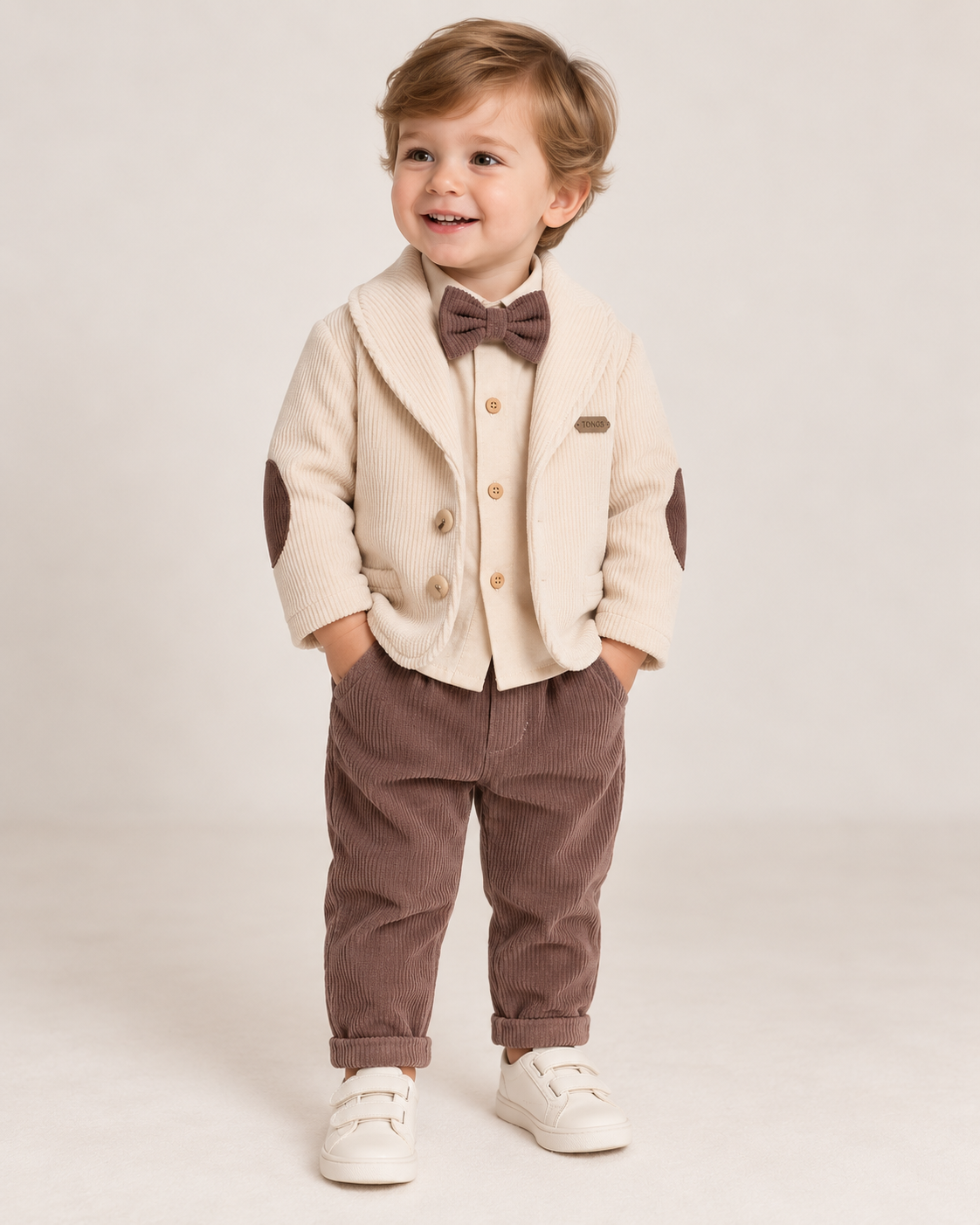 Baby Boy 3-Piece Corduroy Suit with Blazer & Bow Tie