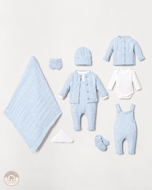 8-Piece Knitted Newborn Baby Set with Blanket