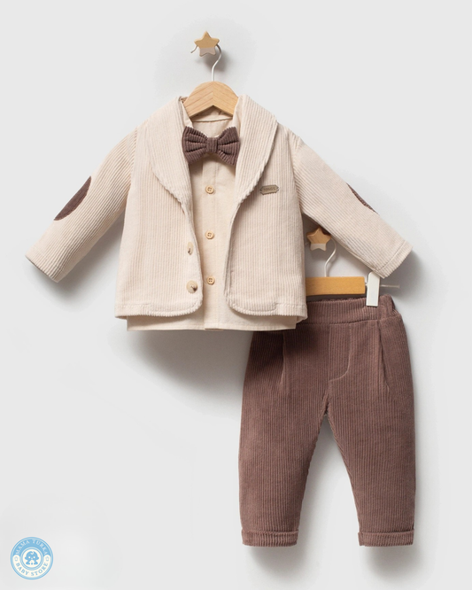 Baby Boy 3-Piece Corduroy Suit with Blazer & Bow Tie