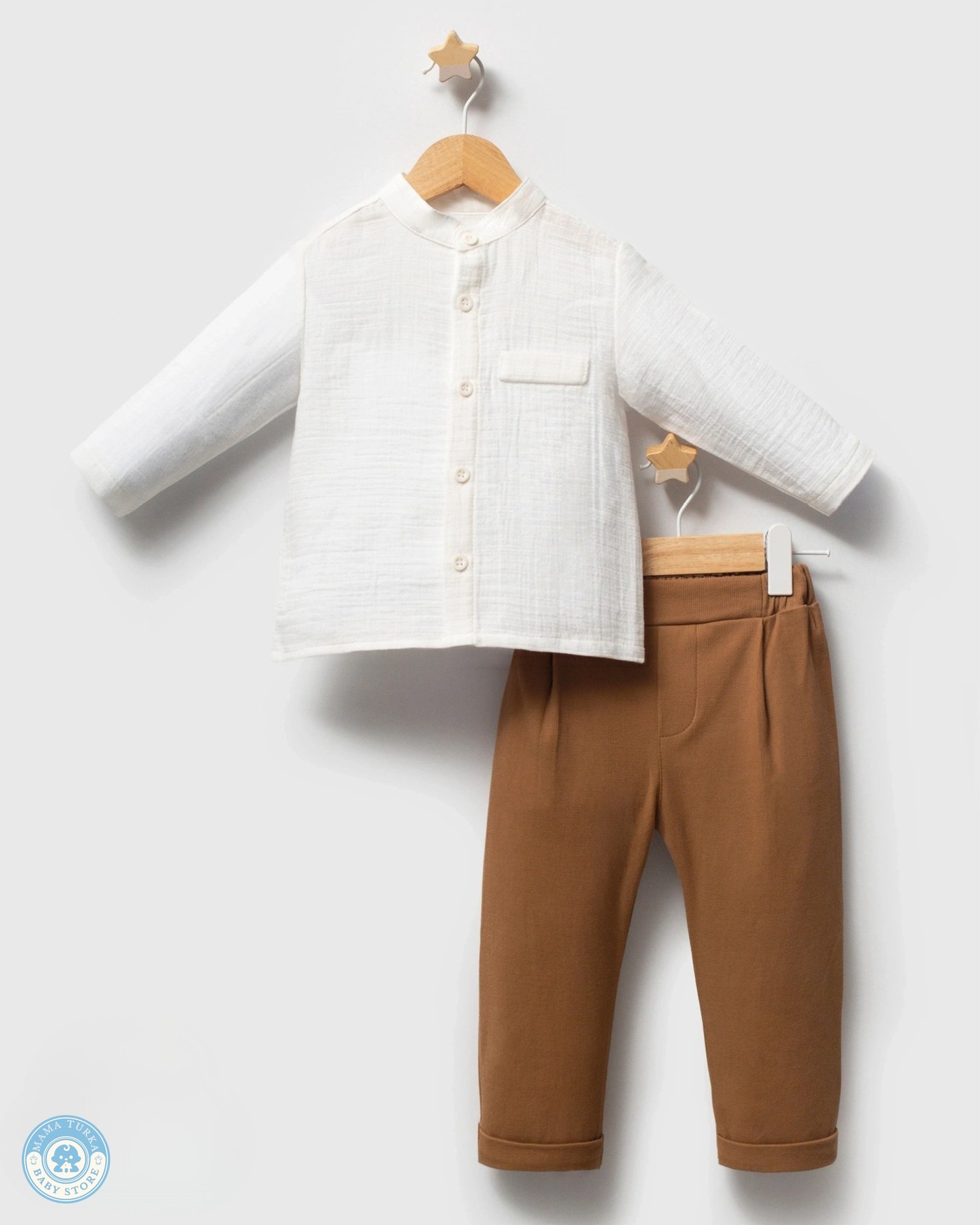 Premium Baby Boy 3-Piece Outfit Set – Plaid Jacket, Long Sleeve Top & Trousers
