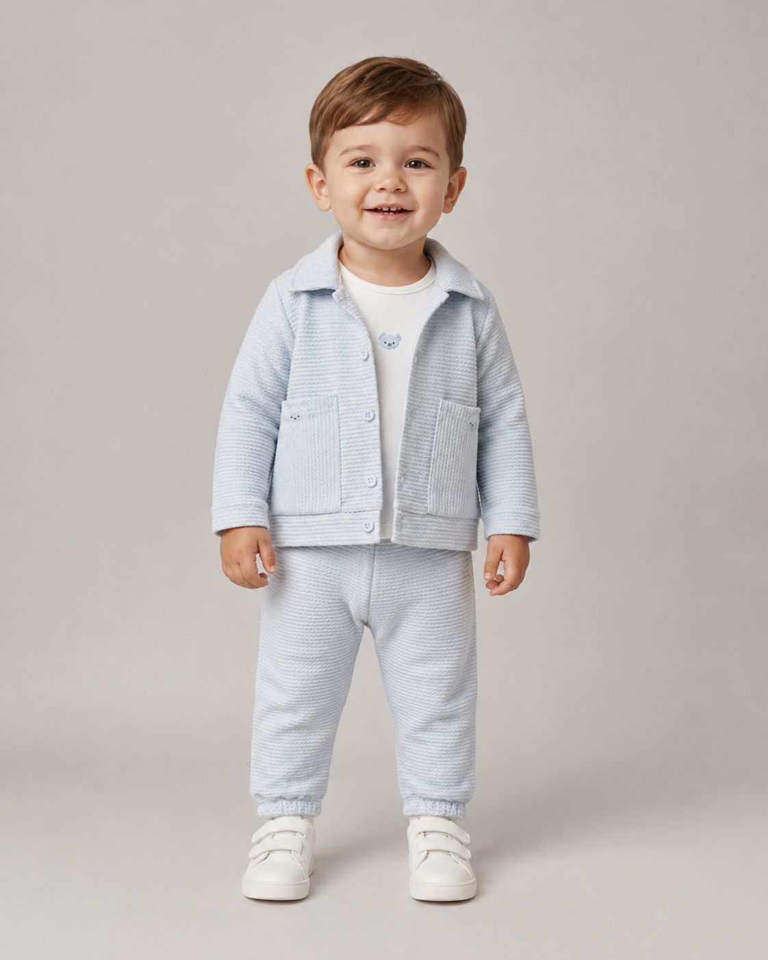 Textured Three-Piece Baby Boy Set