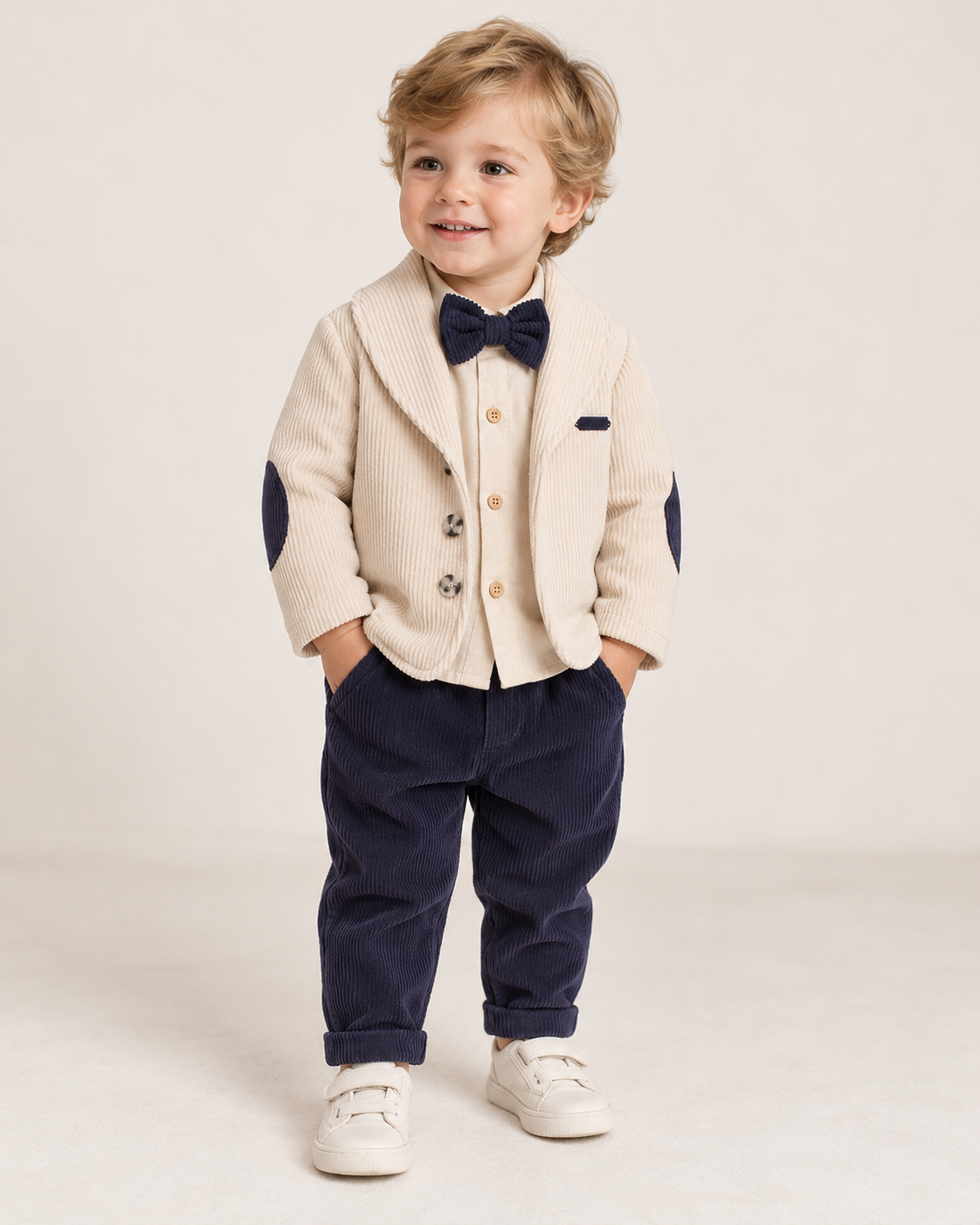 Baby Boy 3-Piece Corduroy Suit with Blazer & Bow Tie