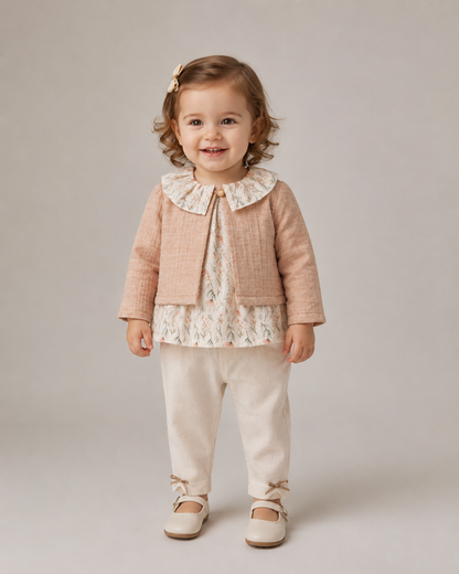 Floral Blouse, Cardigan & Trousers Set
