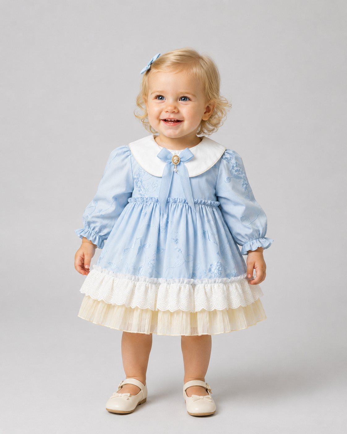 Vintage Baby Girl Dress with Peter Pan Collar
