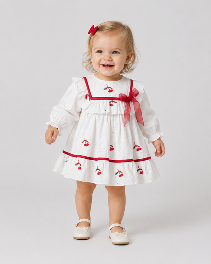 Cherry Embroidered Baby Girl Dress