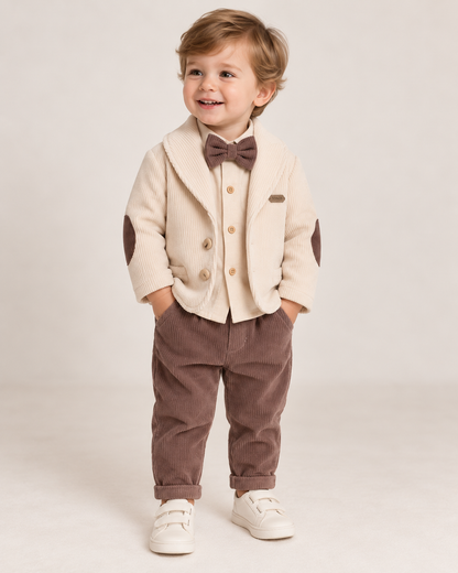 Baby Boy 3-Piece Corduroy Suit with Blazer & Bow Tie
