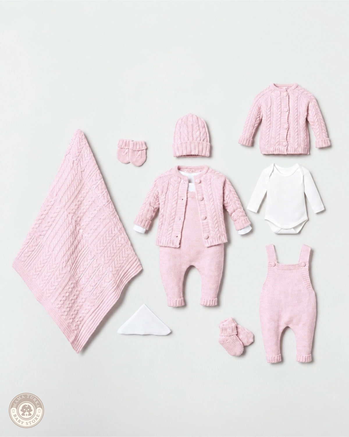 8-Piece Knitted Newborn Baby Set with Blanket