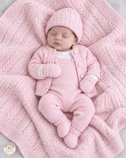 8-Piece Knitted Newborn Baby Set with Blanket