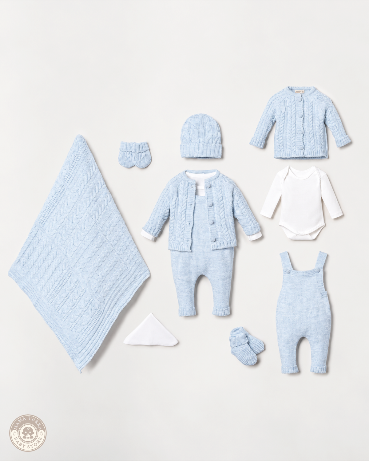8-Piece Knitted Newborn Baby Set with Blanket