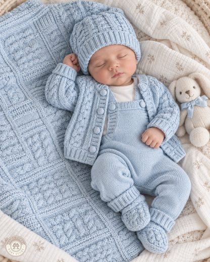 8-Piece Knitted Newborn Baby Set with Blanket