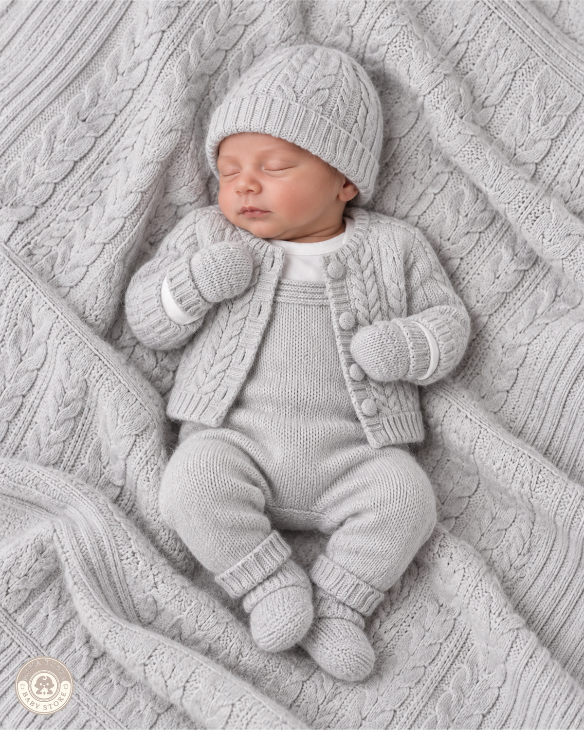 8-Piece Knitted Newborn Baby Set with Blanket