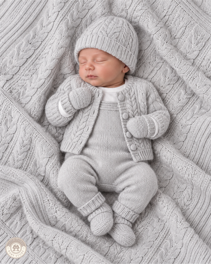 8-Piece Knitted Newborn Baby Set with Blanket