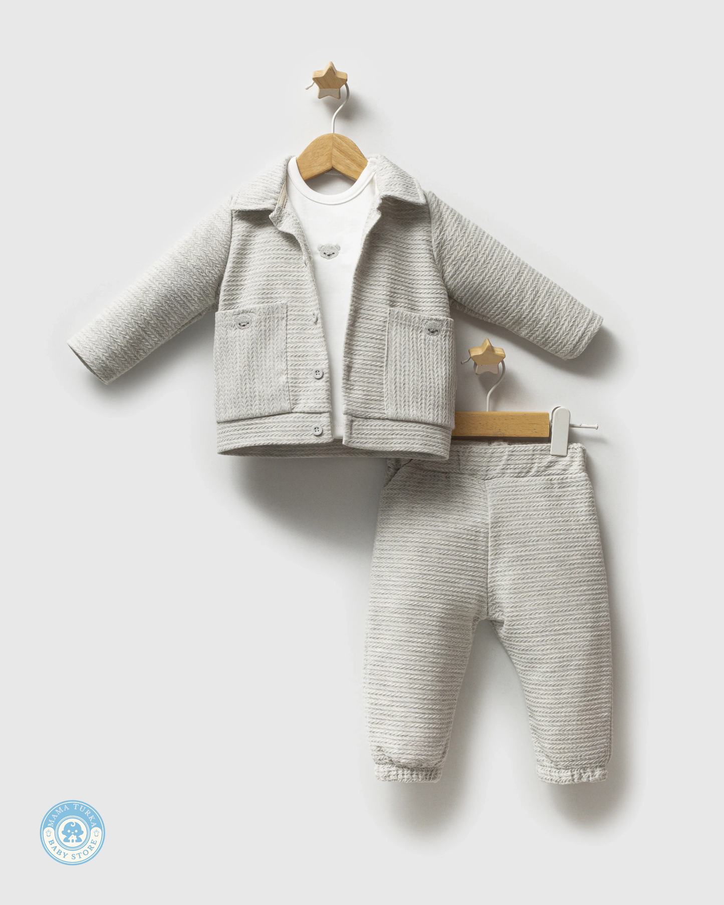 Textured Three-Piece Baby Boy Set