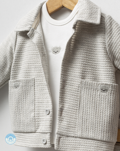 Textured Three-Piece Baby Boy Set