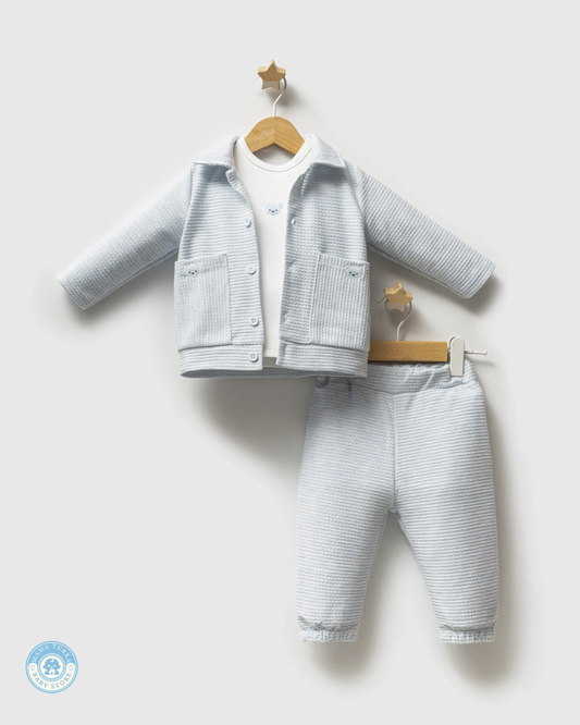 Textured Three-Piece Baby Boy Set