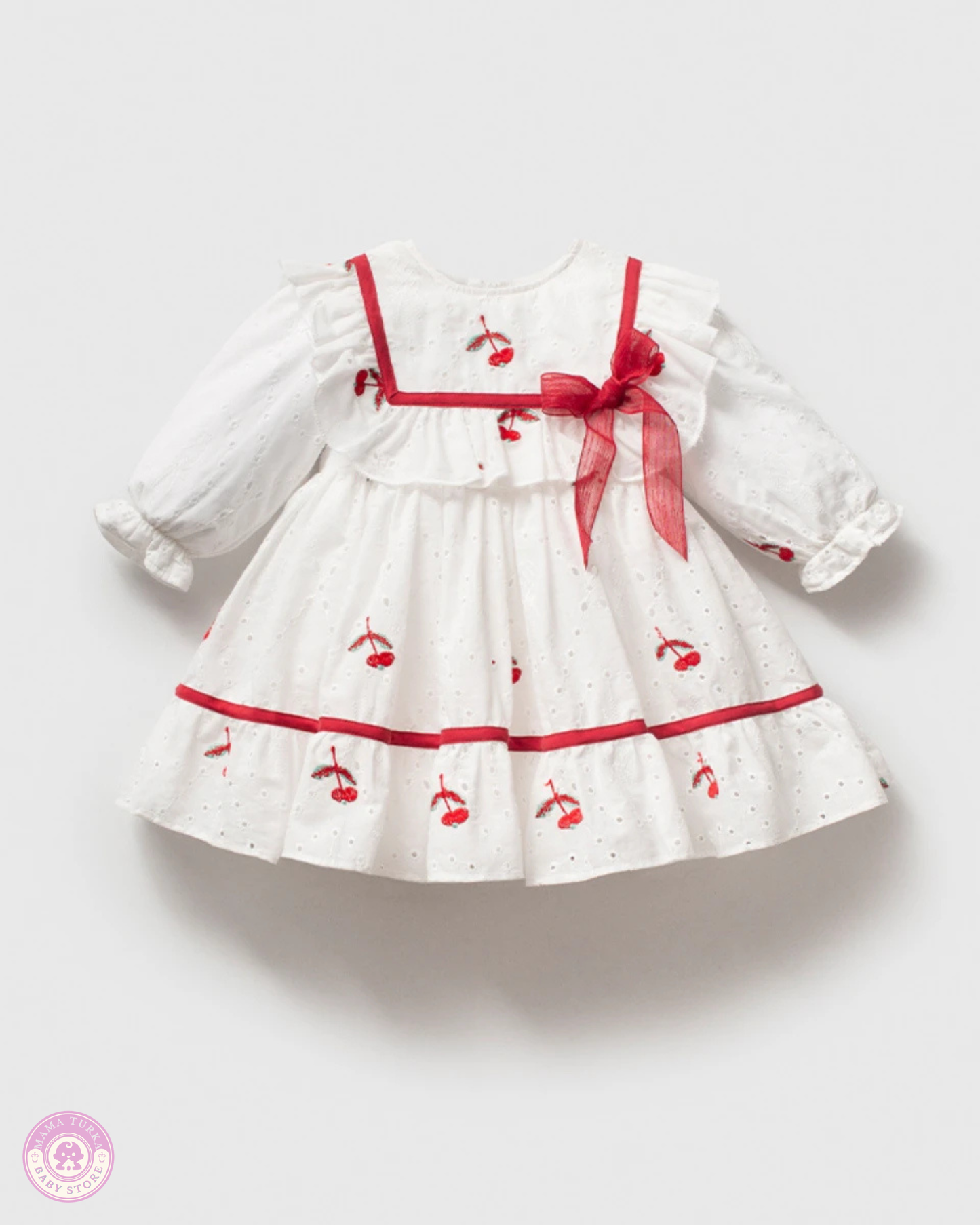 Cherry Embroidered Baby Girl Dress