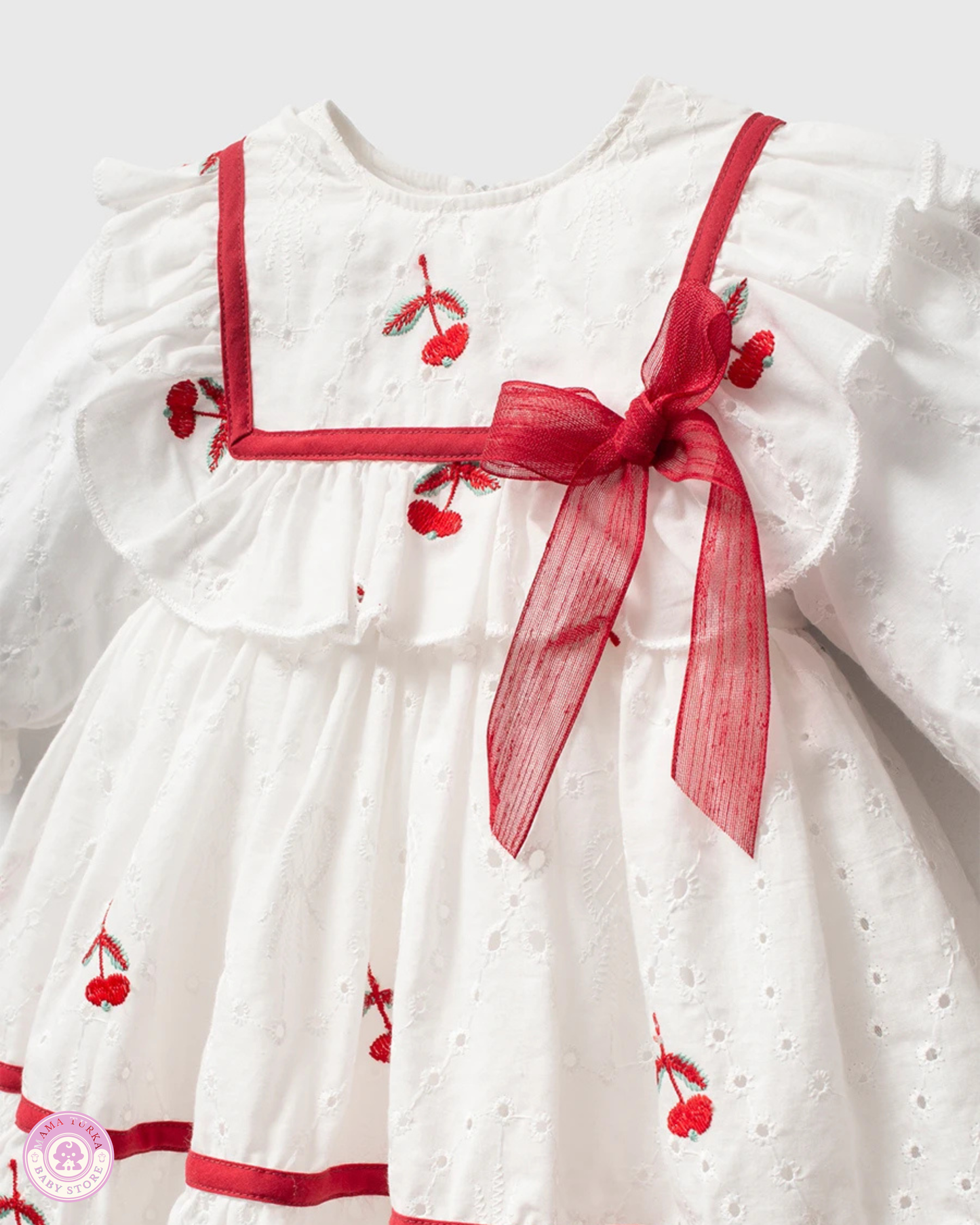 Cherry Embroidered Baby Girl Dress