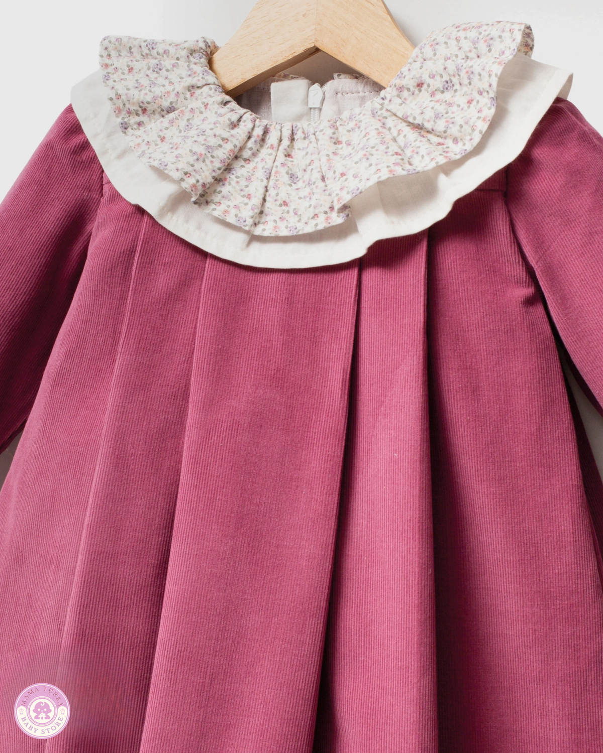 Baby Girl Dress with Floral Ruffle Collar & Bow