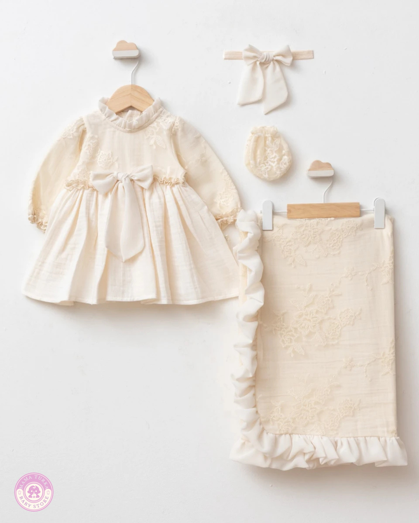 Luxury Baby Girl Dress & Embroidered Blanket Gift Set