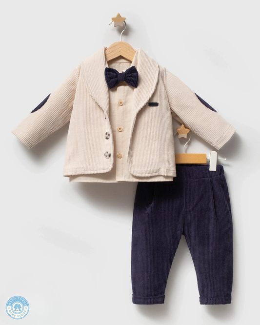 Baby Boy 3-Piece Corduroy Suit with Blazer & Bow Tie