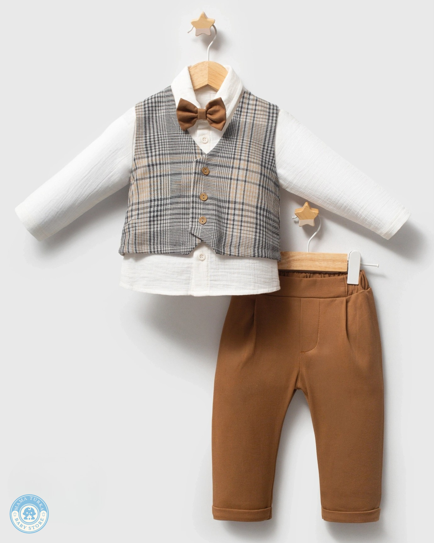 5-Piece Formal Outfit for Boys with Jacket, Vest & Bow Tie