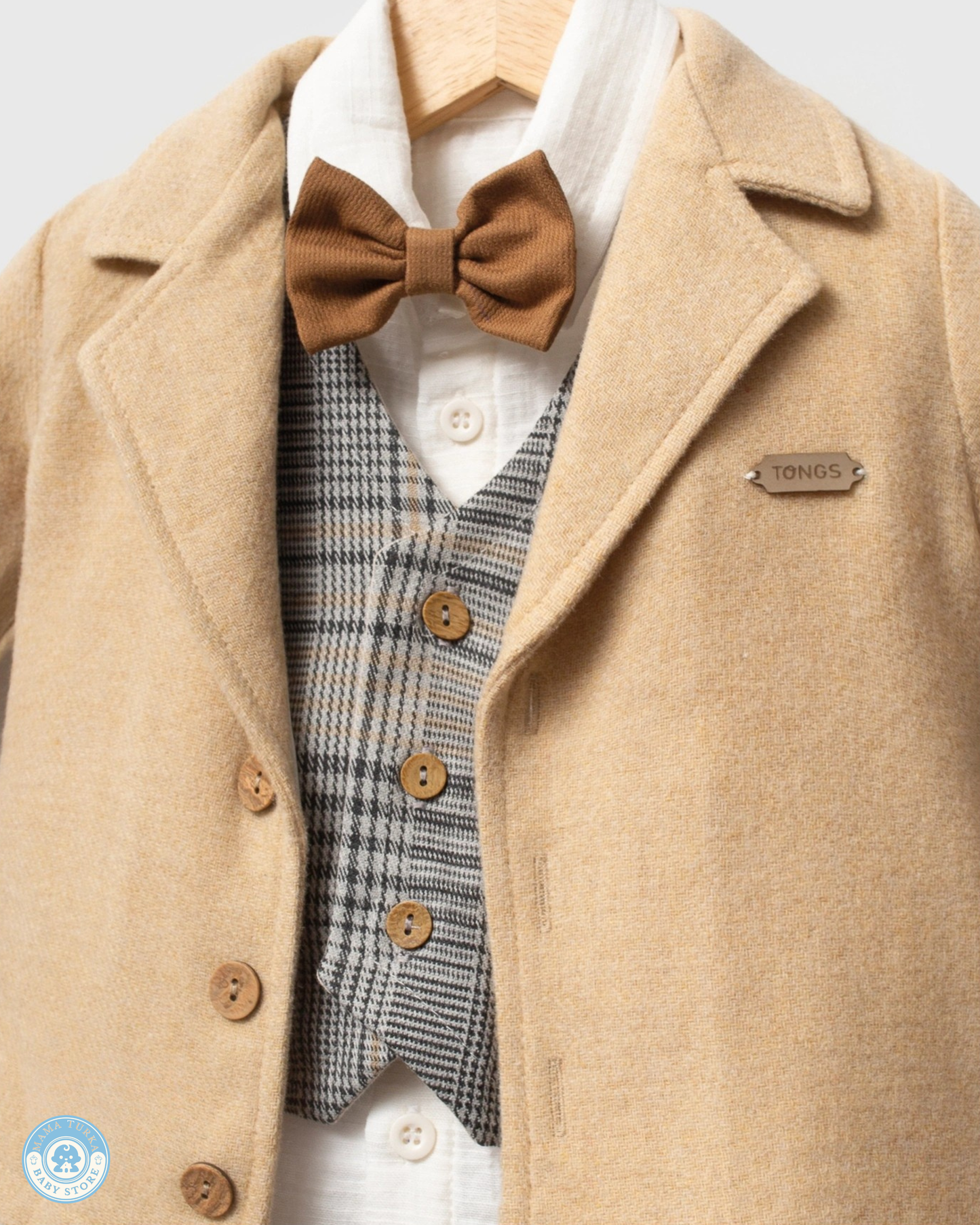 5-Piece Formal Outfit for Boys with Jacket, Vest & Bow Tie