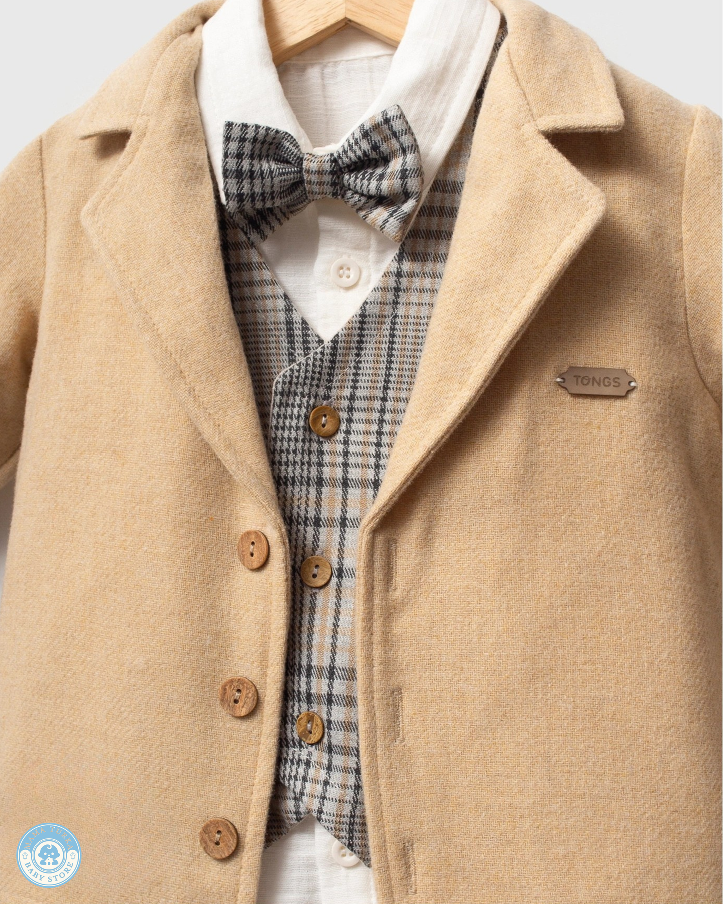 5-Piece Formal Outfit for Boys with Jacket, Vest & Bow Tie