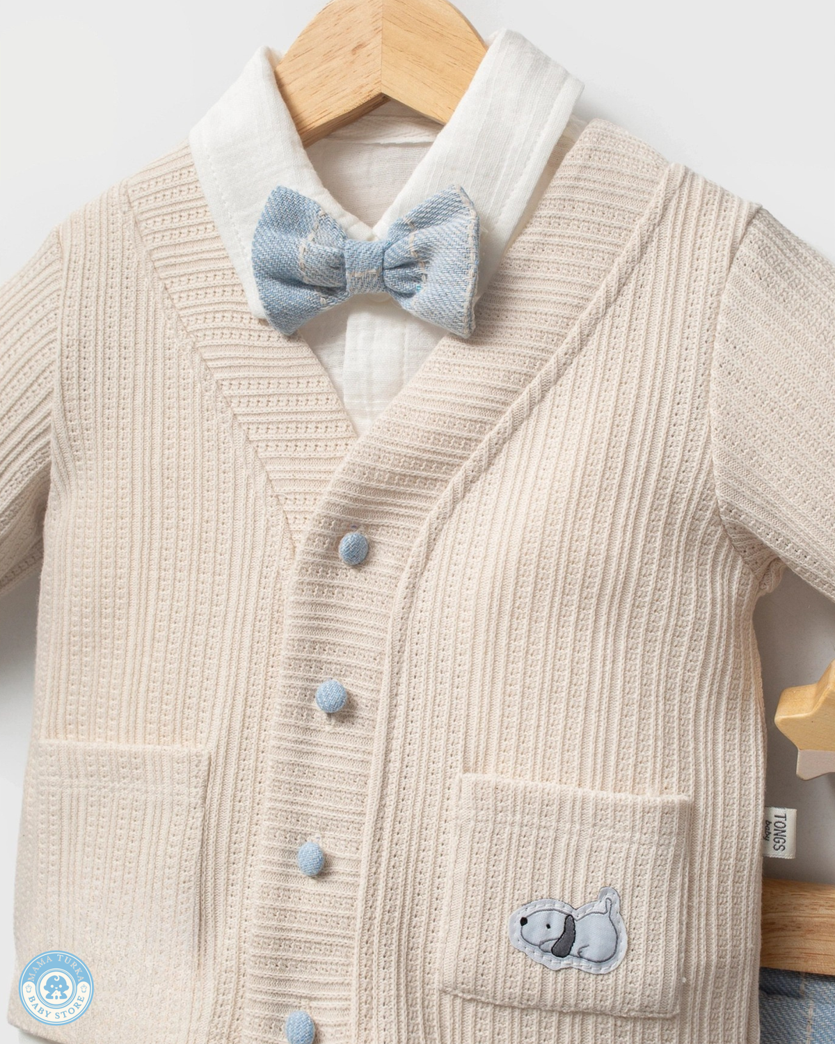 Baby Boy 3-Piece Smart Outfit with Cardigan & Bow Tie