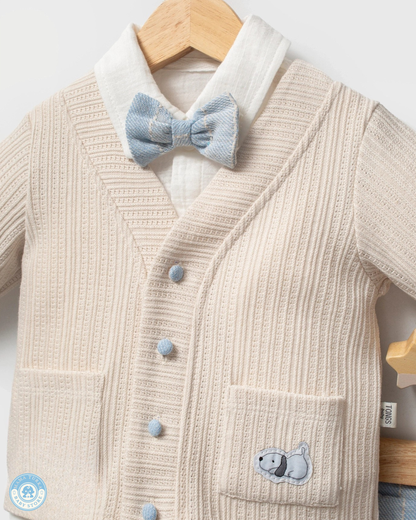 Baby Boy 3-Piece Smart Outfit with Cardigan & Bow Tie