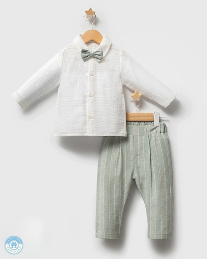Baby Boy 3-Piece Smart Outfit with Cardigan & Bow Tie