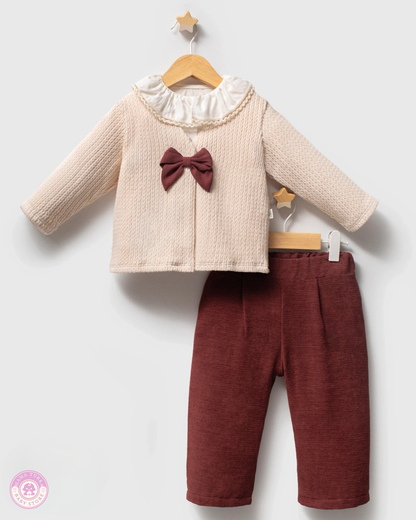 Baby Girl 3-Piece Outfit with Jumper, Blouse & Trousers