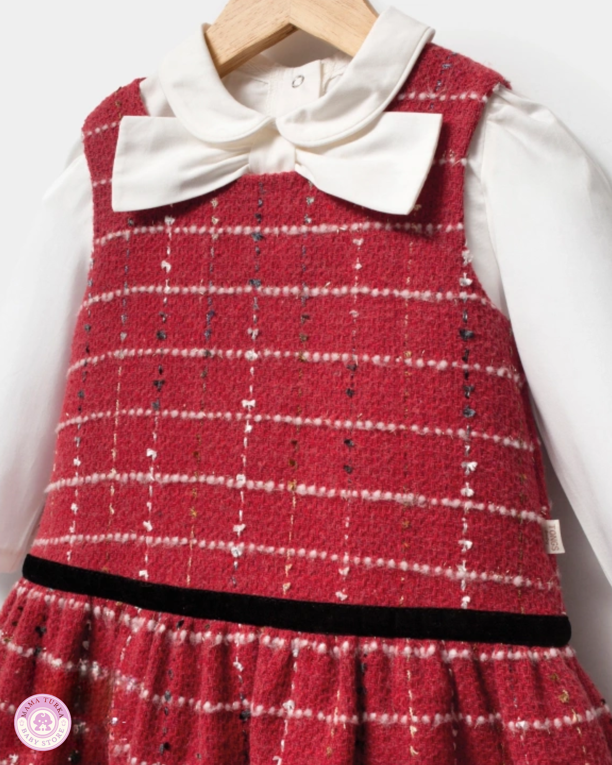 Chanel-Inspired Baby Girl Plaid Dress Set with Bow