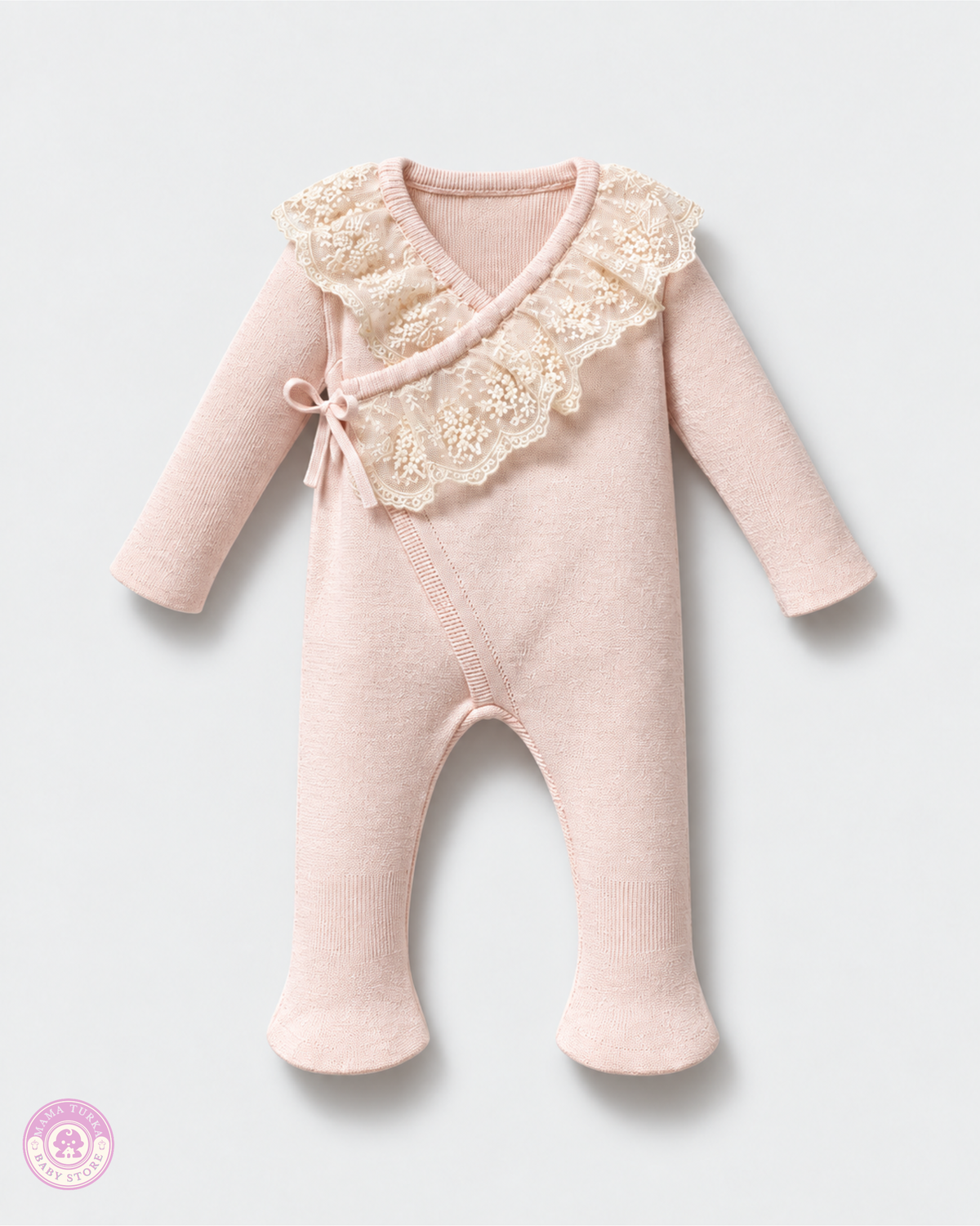 Newborn Baby Coming Home Set – Cotton Knit & Lace