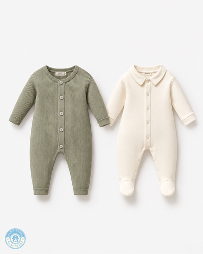 Newborn Baby Cotton & Muslin Layette Set with Lemon Floral Swaddle