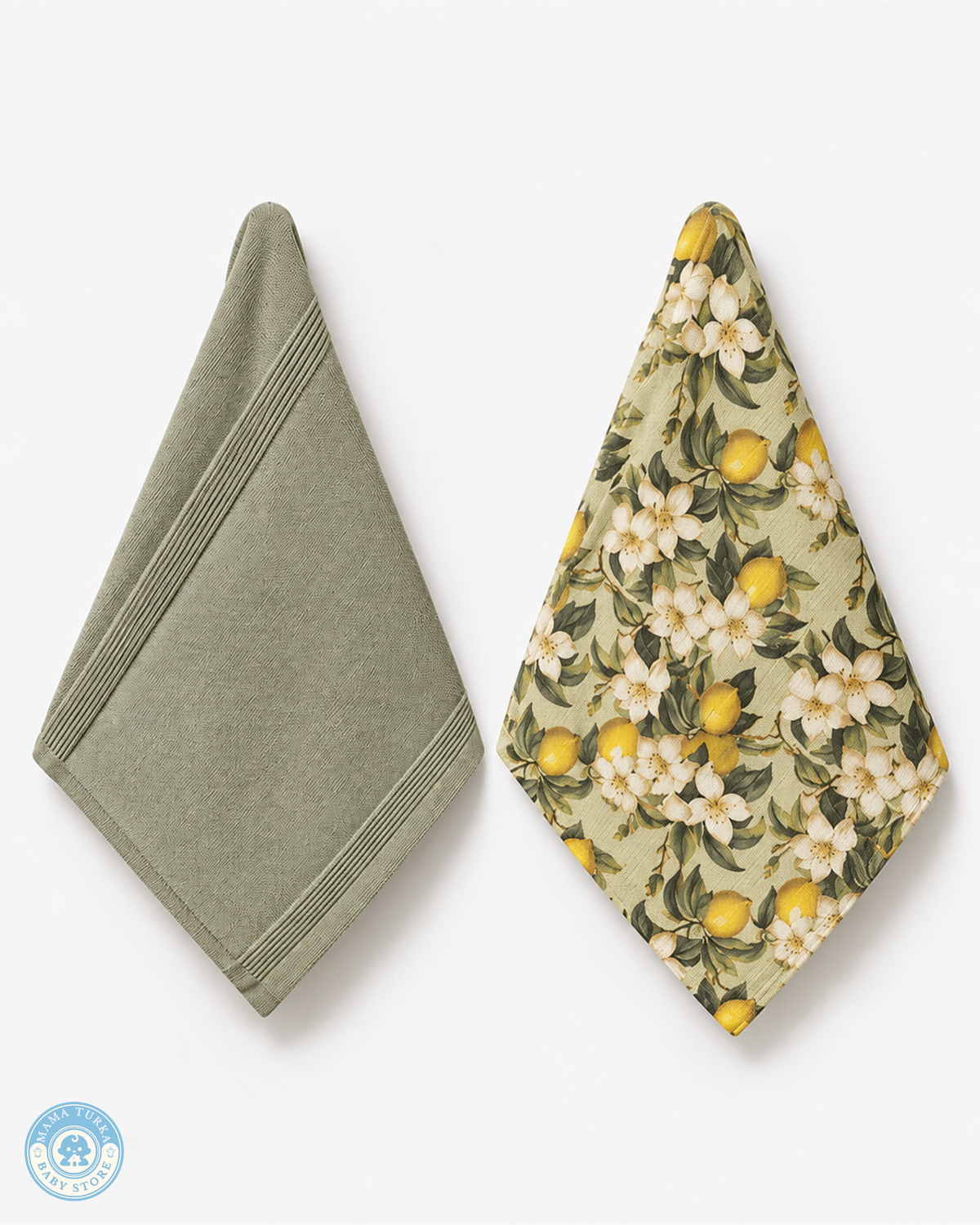 Newborn Baby Cotton & Muslin Layette Set with Lemon Floral Swaddle
