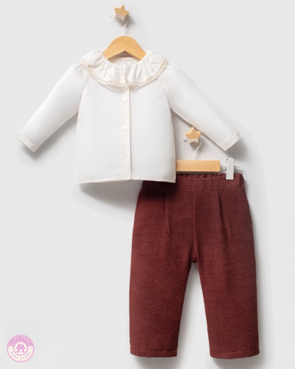 Baby Girl 3-Piece Outfit with Jumper, Blouse & Trousers