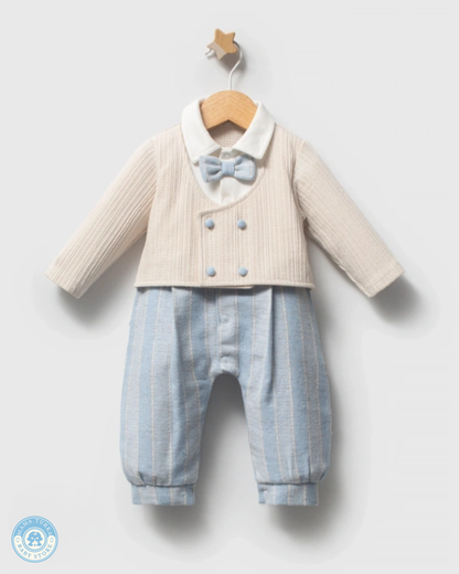 Little Gentleman Cotton Baby Boy Jumpsuit with Bow Tie