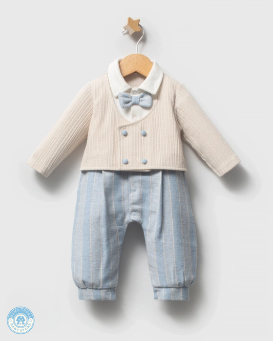 Little Gentleman Cotton Baby Boy Jumpsuit with Bow Tie
