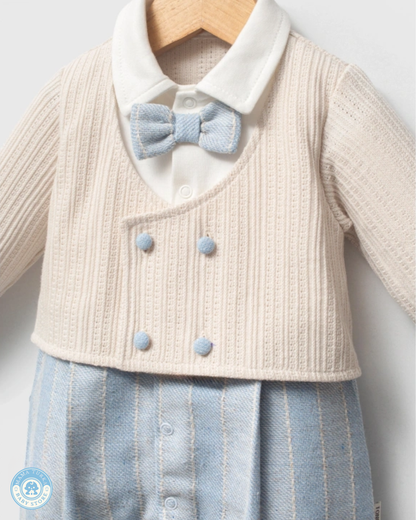 Little Gentleman Cotton Baby Boy Jumpsuit with Bow Tie