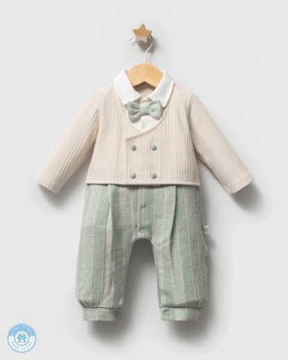 Little Gentleman Cotton Baby Boy Jumpsuit with Bow Tie