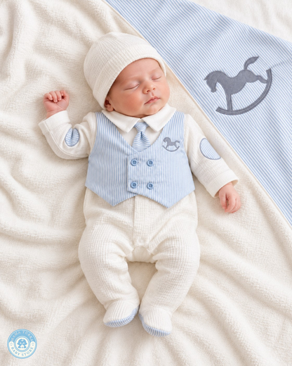 Newborn Baby Boy Outfit Set with Blanket – Rocking Horse Collection