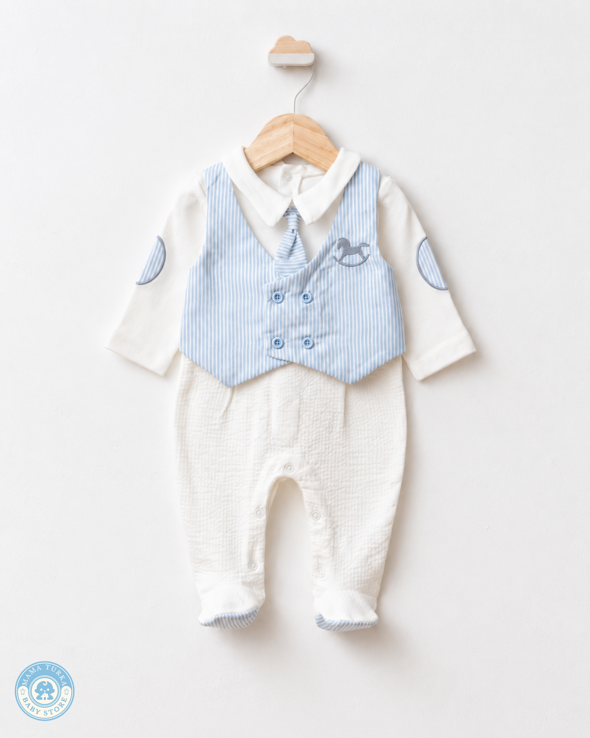 Newborn Baby Boy Outfit Set with Blanket – Rocking Horse Collection