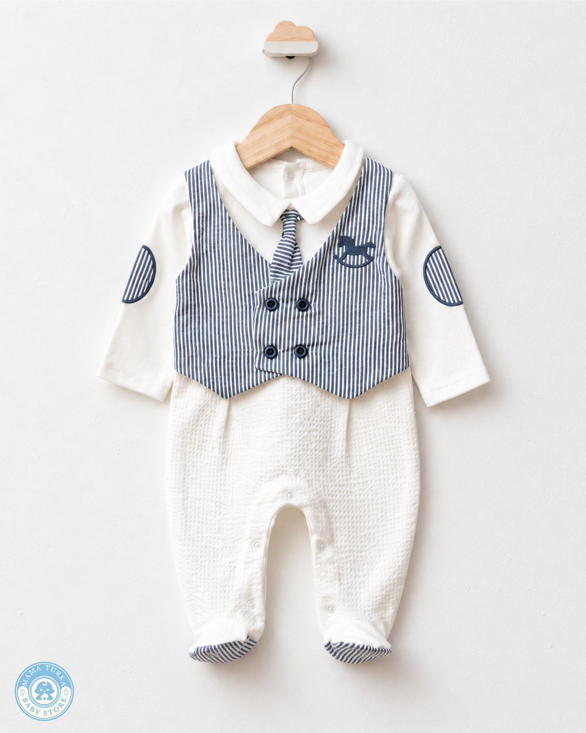 Newborn Baby Boy Outfit Set with Blanket – Rocking Horse Collection
