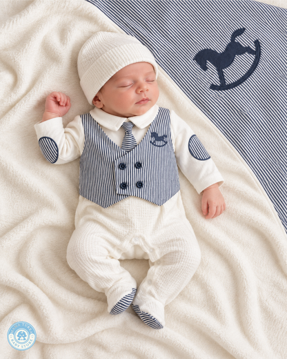 Newborn Baby Boy Outfit Set with Blanket – Rocking Horse Collection