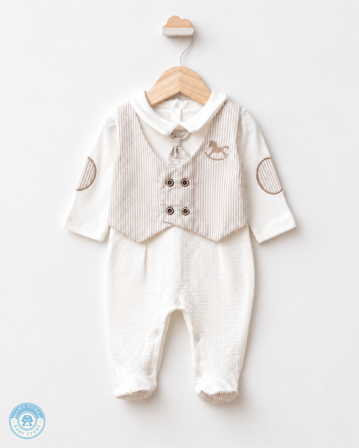 Newborn Baby Boy Outfit Set with Blanket – Rocking Horse Collection