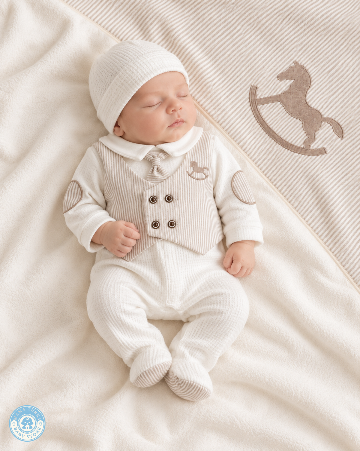 Newborn Baby Boy Outfit Set with Blanket – Rocking Horse Collection