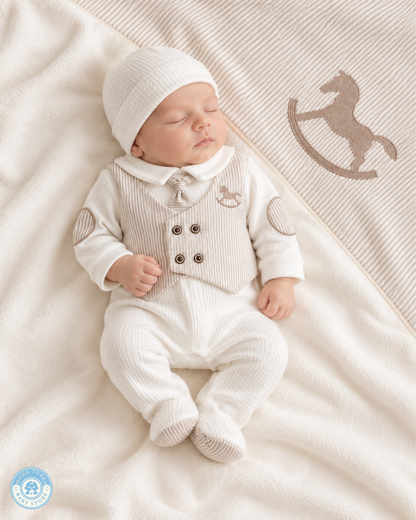 Newborn Baby Boy Outfit Set with Blanket – Rocking Horse Collection