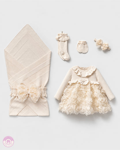 Rose Princess Newborn Baby Girl Dress & Blanket Set